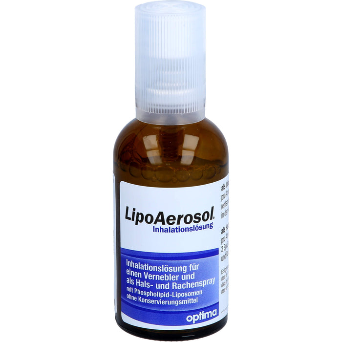 LipoAerosol Inhalationslösung und Rachenspray, zur Befeuchtung und Unterstützung des natürlichen Feuchtigkeitsfilmes der oberen und unteren Atemwege, ohne Konservierungsmitte, 45 ml Lösung