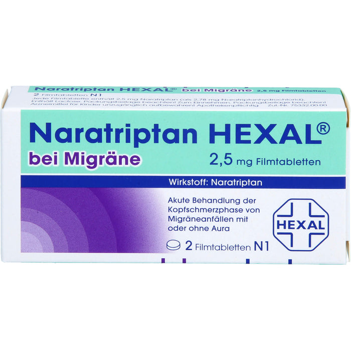 Naratriptan HEXAL bei Migräne Filmtabletten, 2 pc Tablettes