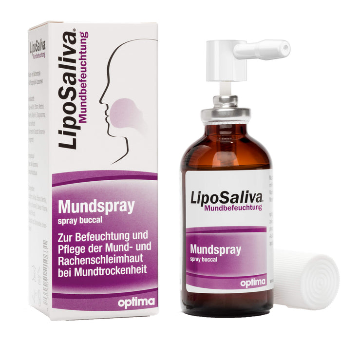 LipoSaliva Mundbefeuchtung,  Mundspray zur Befeuchtung und Pflege der Mundschleimhaut bei Mundtrockenheit, 50 ml Solution