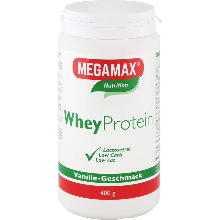 MEGAMAX Basic & Active Whey Protein Molkeneiweiß Pulver Vanille-Geschmack, 400 g Pulver