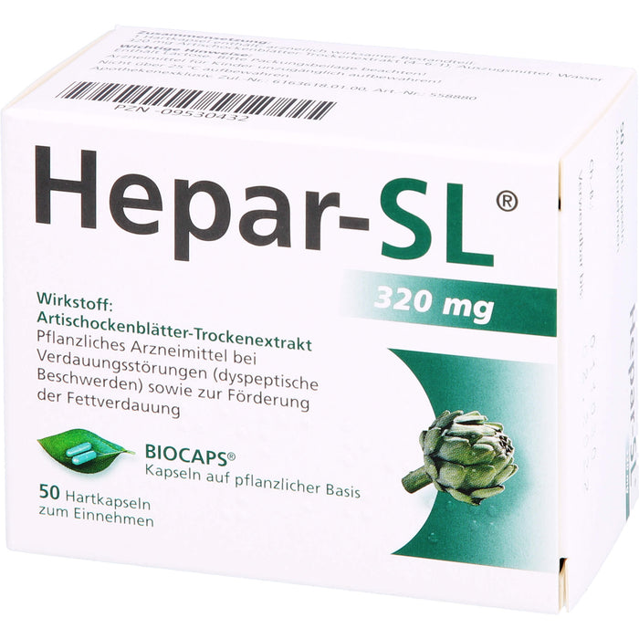 Hepar-SL 320 mg Kapseln auf pflanzlicher Basis bei Verdauungsstörungen, 50 pc Capsules