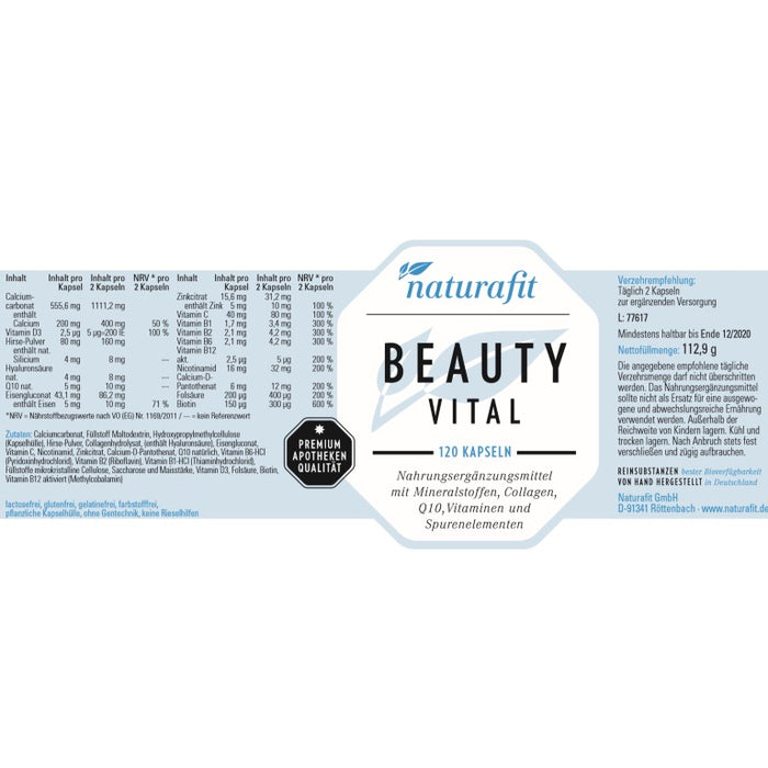 naturafit Beauty Vital Kapseln, 120 St. Kapseln