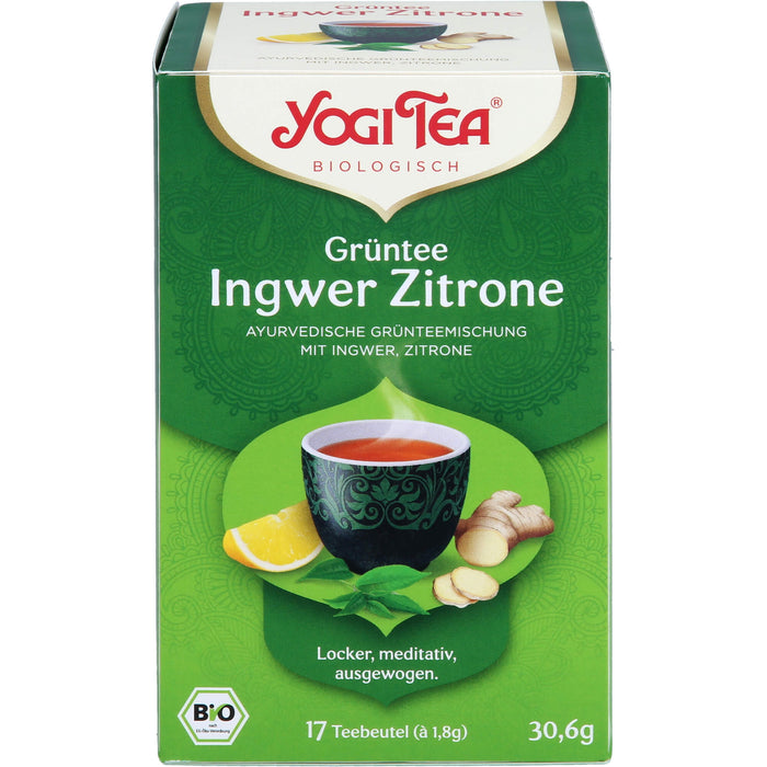 YOGI TEA Grüntee Ingwer Zitrone ayurvedische Grünteemischung, 17 St. Filterbeutel