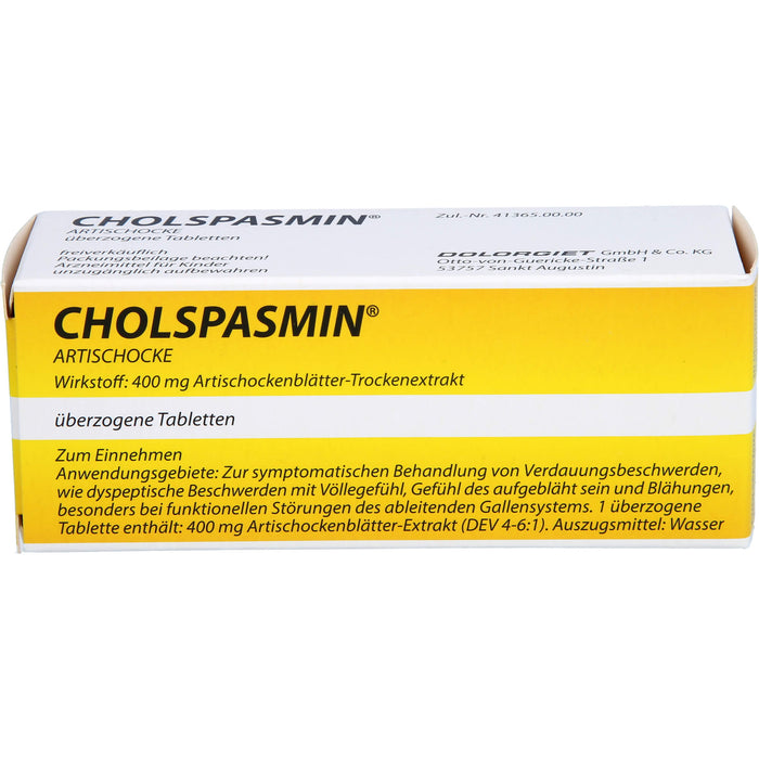 CHOLSPASMIN Artischocke Tabletten, 30 pcs. Tablets