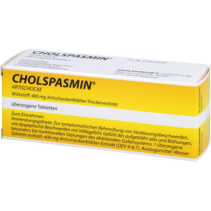 CHOLSPASMIN Artischocke Tabletten, 30 pc Tablettes