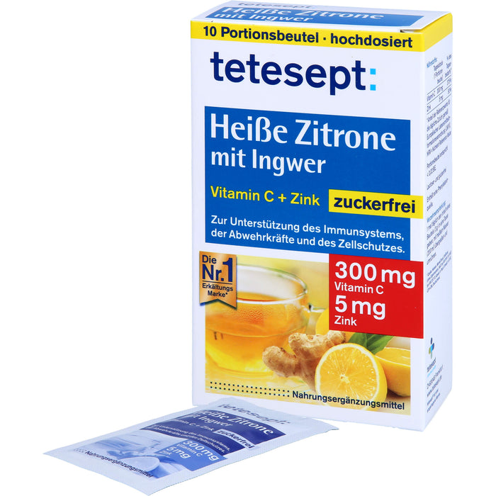 tetesept Heiße Zitrone mit Ingwer zuckerfrei, 10 St. Beutel