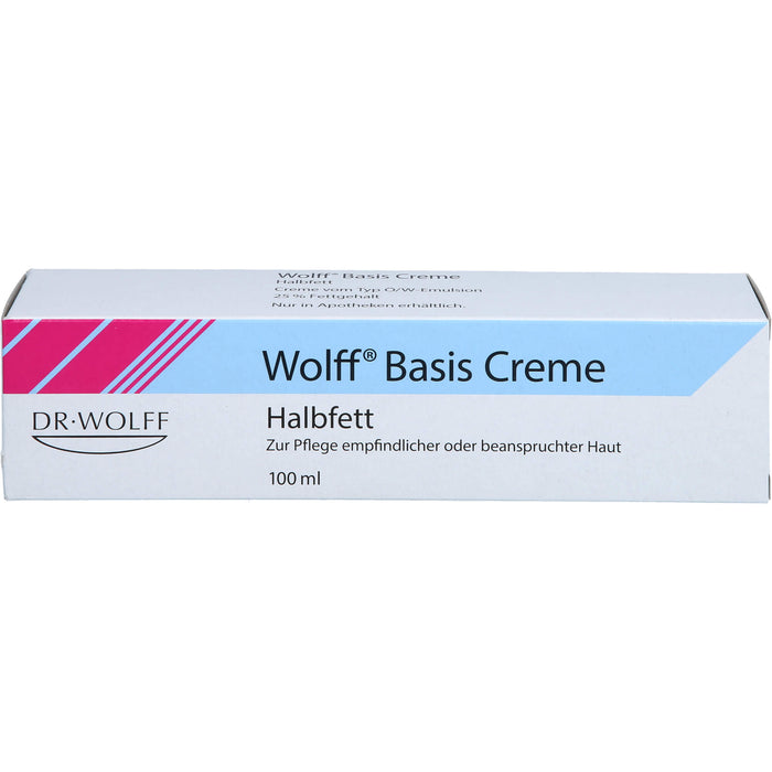 Wolff Basis Creme zur Pflege empfindlicher oder beanspruchter Haut, 100 ml Cream