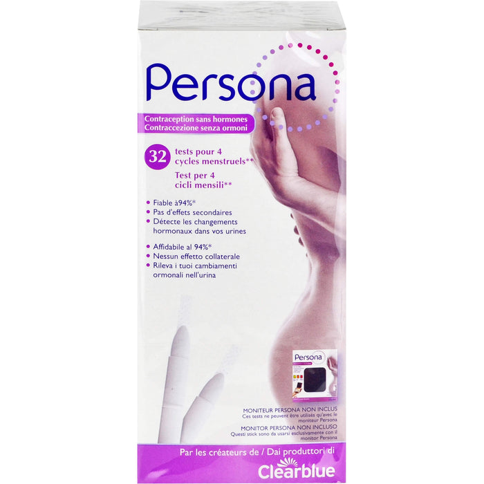 Persona hormonfreie Verhütung Teststäbchen für 4 Monatszyklen, 32 pc Bandelettes réactives