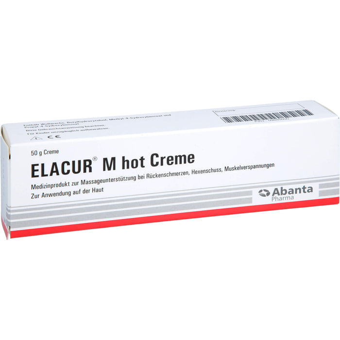 Elacur M Hot Creme bei Rückenschmerzen, Hexenschuss, Muskelverspannungen, 50 g Creme