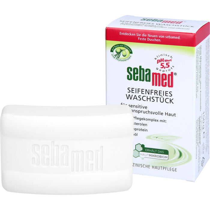 Sebamed Waschstück mit Olive für sensitive und anspruchsvolle Haut, 150 g Seifenstück