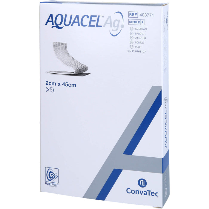 AQUACEL Ag 2 cm x 45 cm Tamponaden, 5 pcs. Tamponades