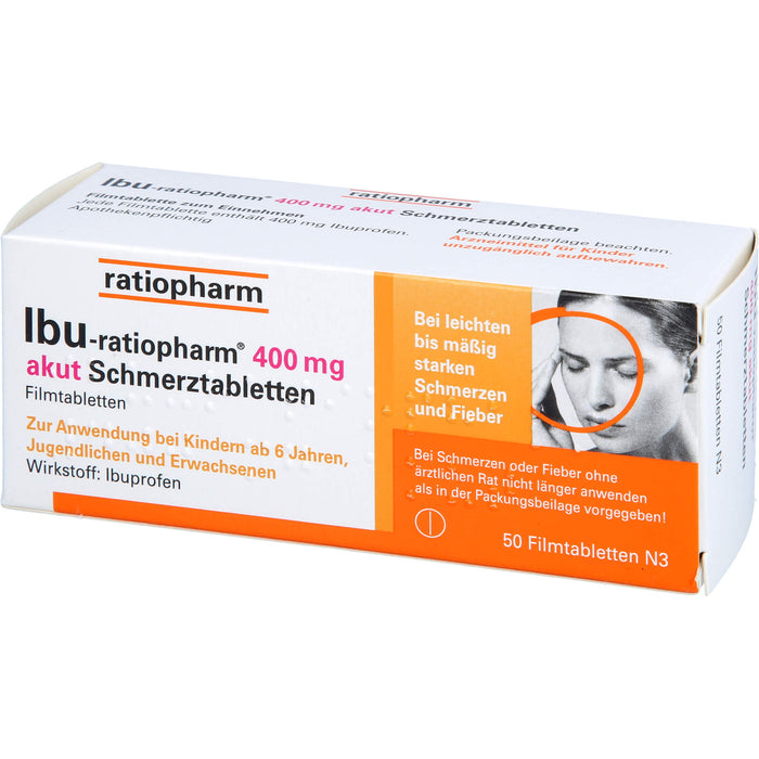 IBU-ratiopharm akut 400 mg Schmerztabletten, 50 pcs. Tablets