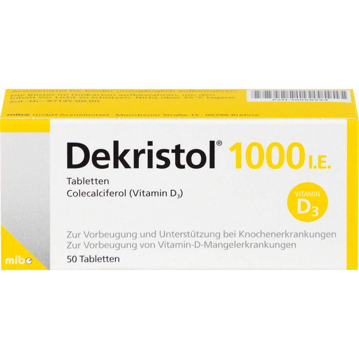 Dekristol 1000 I.E. Tabletten bei Vitamin-D-Mangelerkrankungen und zur unterstützenden Behandlung der Osteoporose, 50 pcs. Tablets