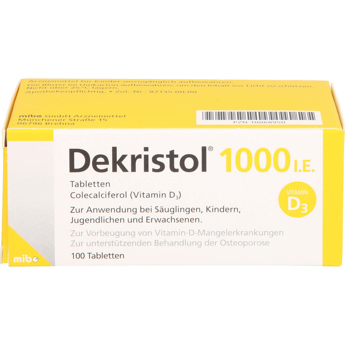 Dekristol 1000 I.E. Tabletten bei Vitamin-D-Mangelerkrankungen und zur unterstützenden Behandlung der Osteoporose, 100 pc Tablettes