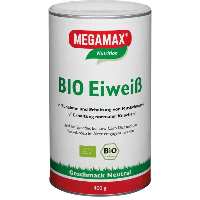 MEGAMAX Nutrition Bio Eiweiß Pulver Geschmack Neutral, 400 g Poudre