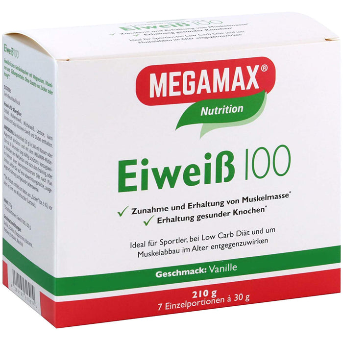 MEGAMAX Nutrition Eiweiß 100 Pulver Vanille-Geschmack, 210 g Powder