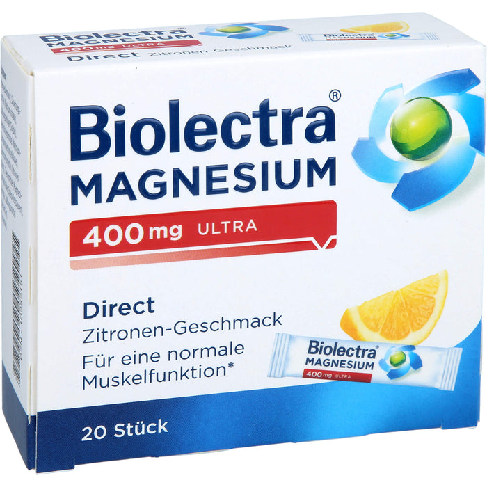 Biolectra Magnesium 400 mg ultra direct Zitronengeschmack, 20 pcs. Sachets