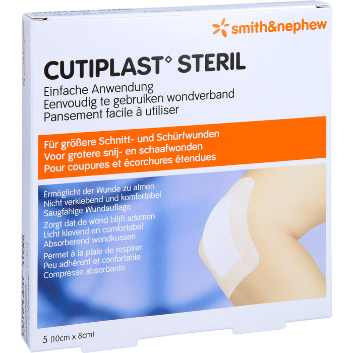 CUTIPLAST Steril Wundverband 10 cm x 8 cm Reimport ACA Müller, 5 St. Wundauflagen