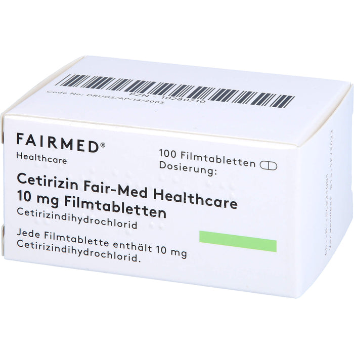 Cetirizin Fair-Med Healthcare 10 mg Filmtabletten bei Allergien, 100 pcs. Tablets