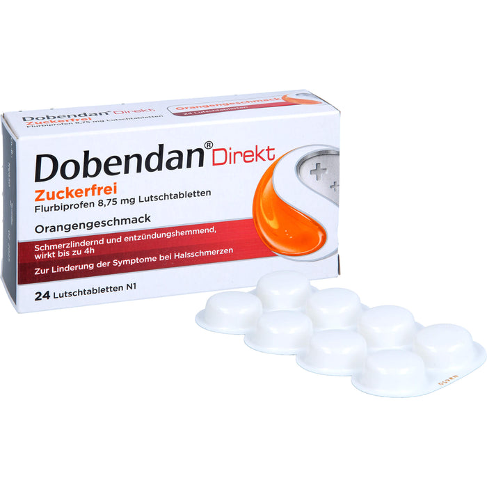 DOBENDAN Direkt Zuckerfrei Lutschtabletten bei starken Halsschmerzen & Schluckbeschwerden, 24 pcs. Tablets