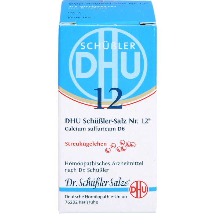 DHU Schüßler-Salz Nr. 12 Calcium sulfuricum D6 Streukügelchen – Das Mineralsalz der Gelenke – das Original – umweltfreundlich im Arzneiglas, 10 g Globuli, 10 g Globuli