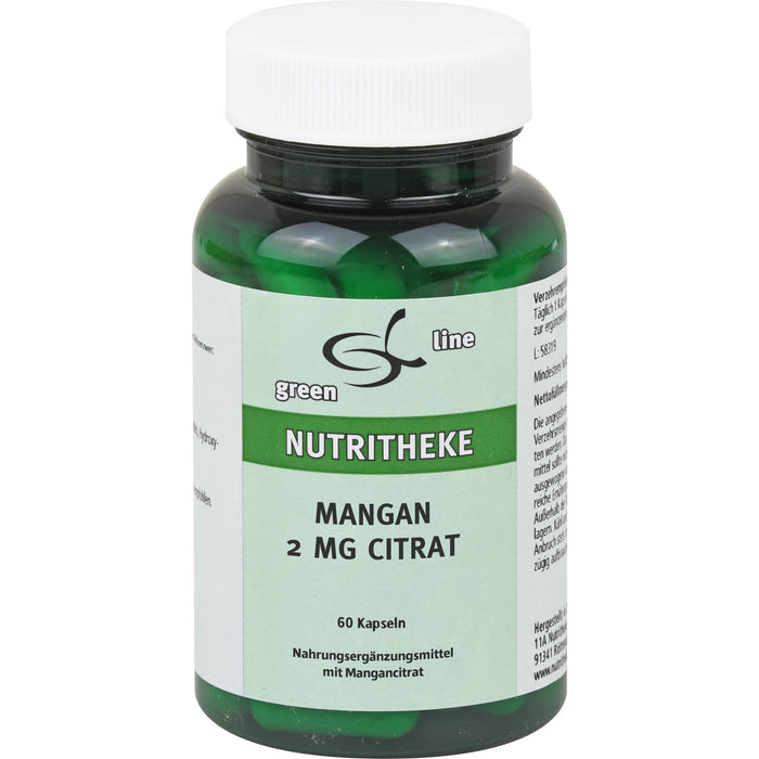 green line Nutritheke Mangan 2 mg Citrat Kapseln, 60 pc Capsules