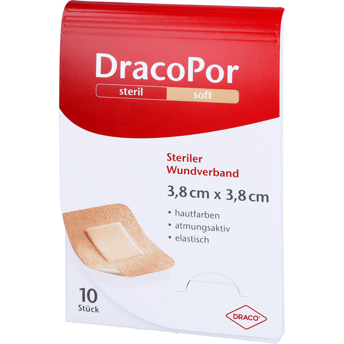 DRACOPOR Wundverband steril 3,8x3,8cm hautfarben, 10 pc Pansement