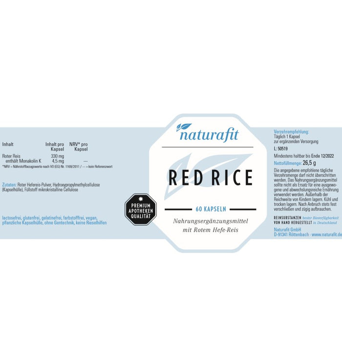 naturafit Red Rice Kapseln, 60 pcs. Capsules