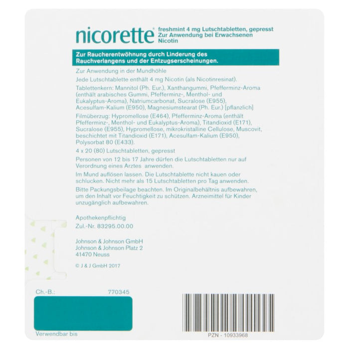 nicorette Lutschtabletten 4 mg Nicotin zuckerfrei, 80 St. Tabletten