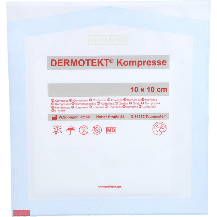 DERMOTEKT Kompresse V 10 x 10 cm, 2 pcs. Compresses