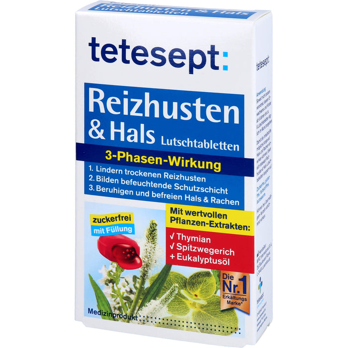 tetesept Reizhusten & Hals Lutschtabletten bei erkältungstypischen Beschwerden wie Husten, Heiserkeit und leichten Halsschmerzen, 20 pcs. Tablets