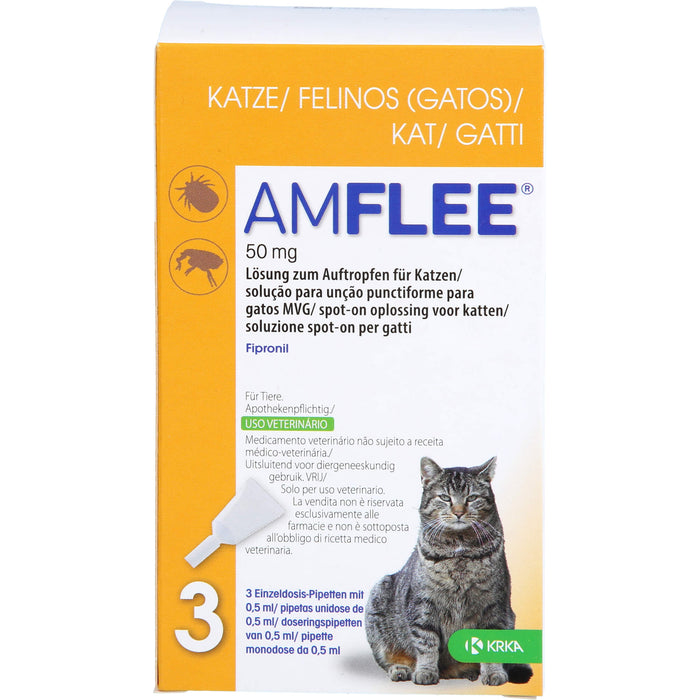 Amflee 50 mg Lösung zum Auftropfen für Katzen, 3 pc Pipettes