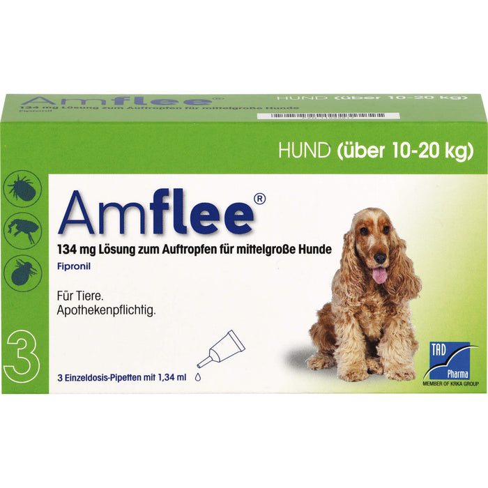 Amflee Lösung für mittelgroße Hunde, 3 pc Ampoules