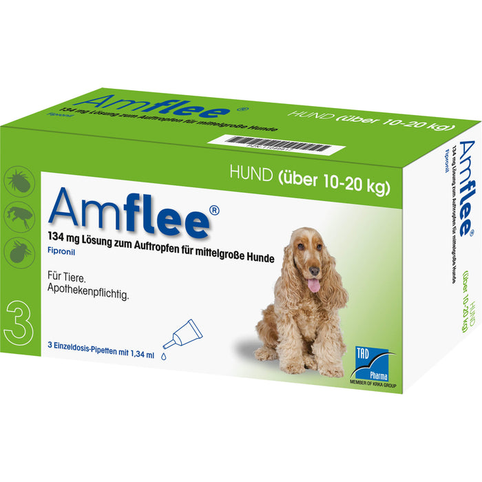 Amflee Lösung für mittelgroße Hunde, 3 pc Ampoules