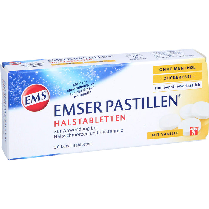 EMSER Pastillen Halstabletten ohne Menthol zuckerfrei, 30 pc Tablettes