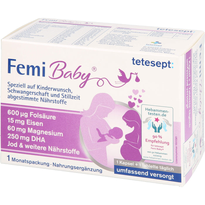 tetesept Femi Baby Kapseln + Tabletten bei Kinderwunsch, Schwangerschaft und Stillzeit, 60 pc Paquet combiné