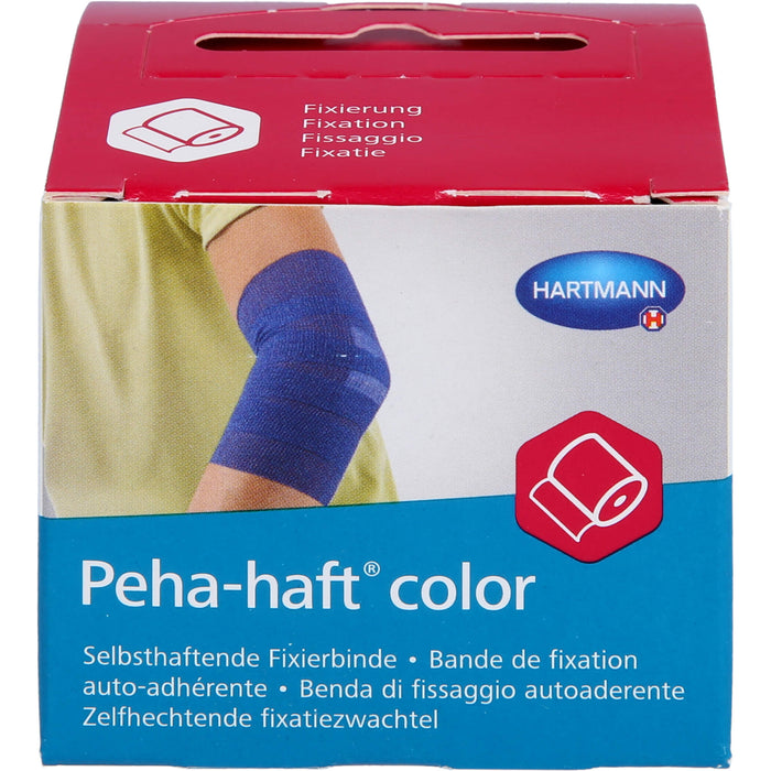 Peha-haft Color Fixierbinde latexfrei 4 cm x 4 m blau, 1 pc Paquet