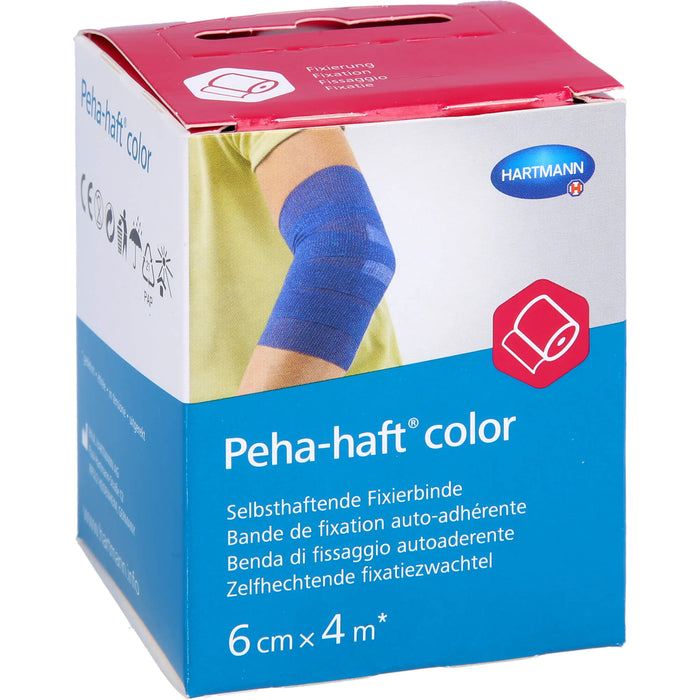 Peha-haft Color Fixierbinde latexfrei 6cmx4m blau, 1 St. Binde