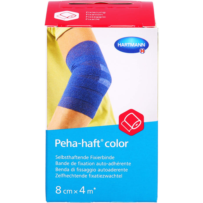 Peha-haft Color Fixierbinde latexfrei 8cmx4m blau, 1 St BIN