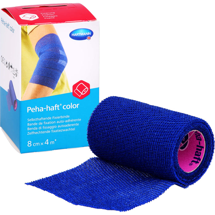 Peha-haft Color Fixierbinde latexfrei 8cmx4m blau, 1 St BIN