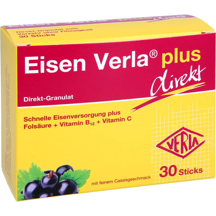Eisen Verla plus Direkt-Granulat Sticks für gesunde Blutbildung, 30 pc Sachets
