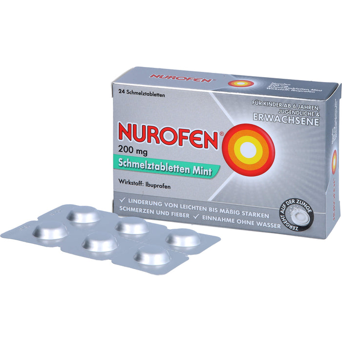 NUROFEN 200 mg Schmelztabletten Mint bei Schmerzen und Fieber, 24 pc Tablettes