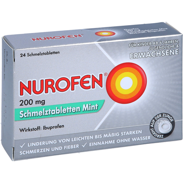 NUROFEN 200 mg Schmelztabletten Mint bei Schmerzen und Fieber, 24 pc Tablettes