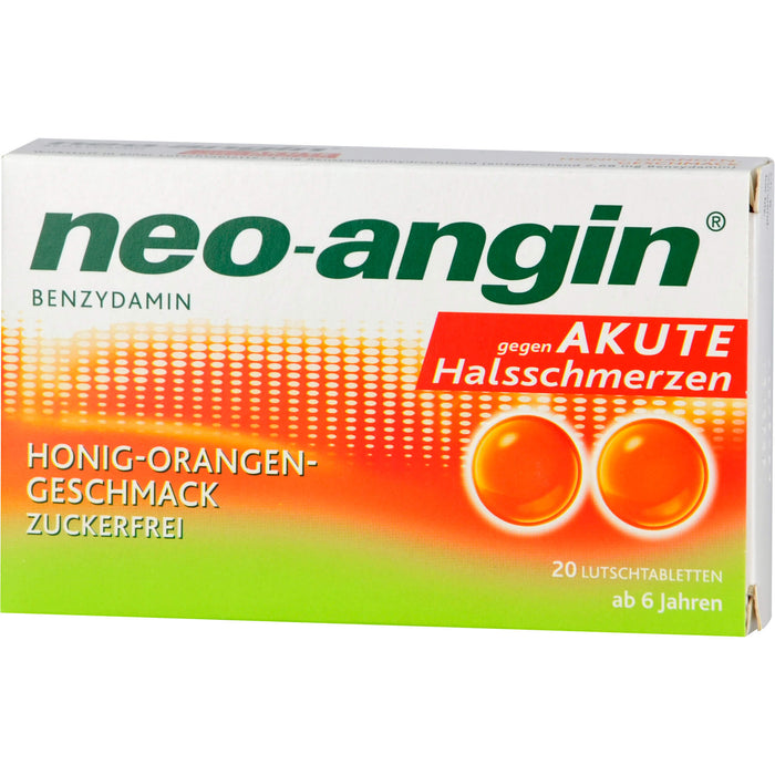 neo-angin Benzydamin Honig-Orangen-Geschmack Lutschtabletten, 20 pc Tablettes