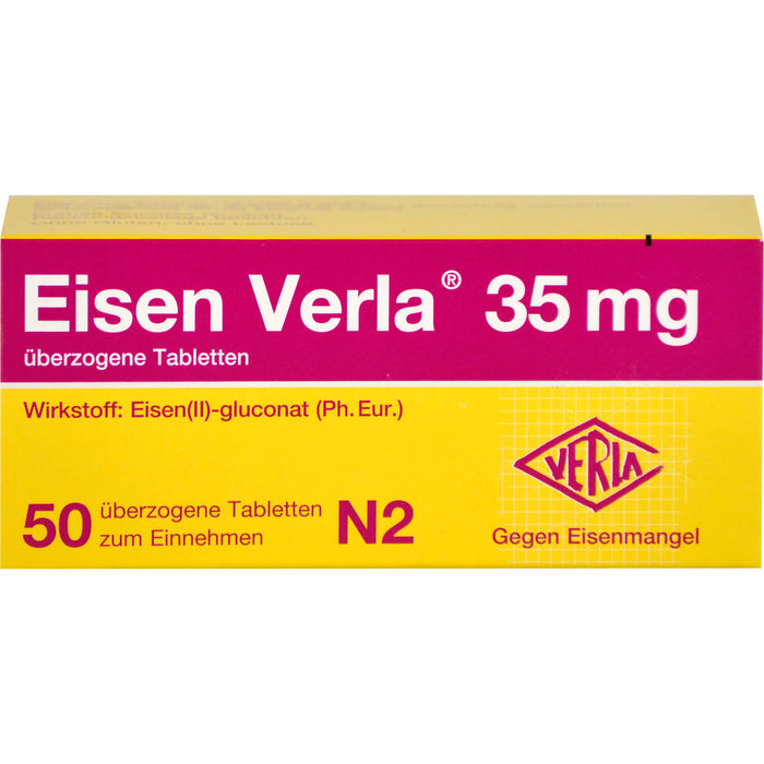 Eisen Verla 35 mg Tabletten gegen Eisenmangel, 50 pc Tablettes