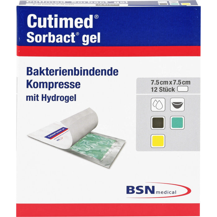 CUTIMED Sorbact Gel Kompressen 7,5x7,5cm, 12 St KOM