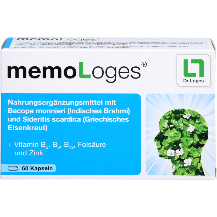 memoLoges Kapseln zur Unterstützung für Gedächtnis und Konzentration, 60 pcs. Capsules