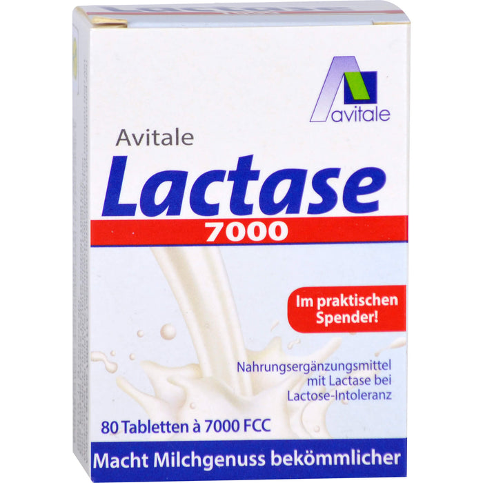 Avitale Lactase 7000 Tabletten bei Lactose-Intoleranz, 80 pc Tablettes