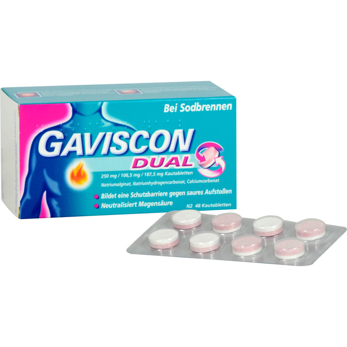 GAVSICON Dual Kautabletten bei Sodbrennen, 48 pcs. Tablets