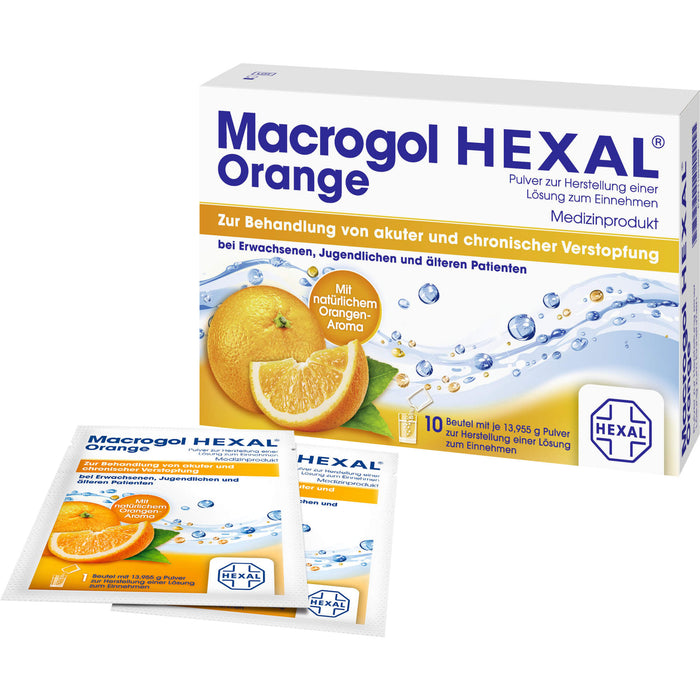 Macrogol HEXAL Orange, 10 pc Sachets